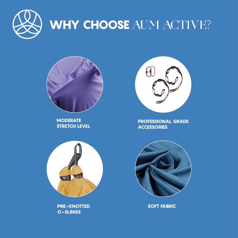 aum active Aerial Silk Yoga Hammock & Swing for Home, Inversion Exercises, Starter Kit for All Levels - Durable with Extension Straps, Carabiners, and Pose Guide - Image 4